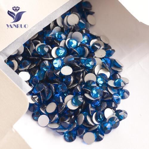 YANRUO 2058NoHF SS16 Capri Blue 1440Pcs Crystal Rhinestone Nail Art Decorations Non Hotfix Flat Back Strass DIY