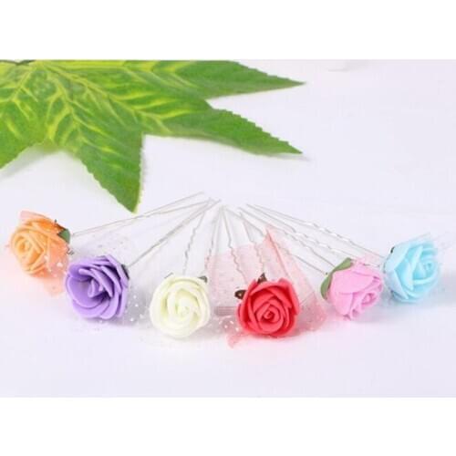 Korean Women Girls Fashion Hairpins Flowers U Clips Wedding Bridal Hair Pins Styling Tools Decoration Headwear Hair Sticks Clip