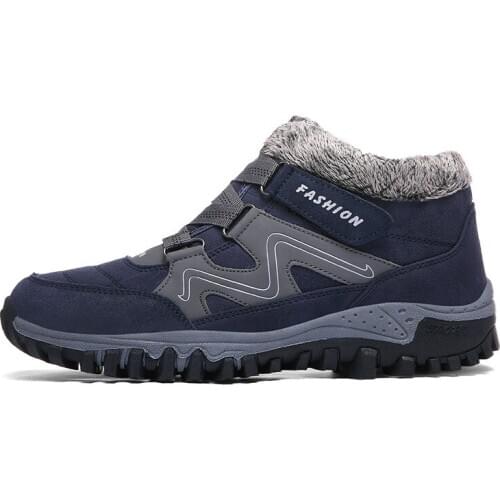 Winter Men Boots with Fur Warm Leather Snow Boots Winter Work Casual Shoes Sneakers High Top Rubber Ankle Boots Dropshipping