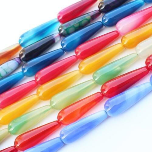 10x30mm Multi-color agates Drop Loose Beads 15",For DIY Jewelry Making ! We provide mixed wholesale for all items