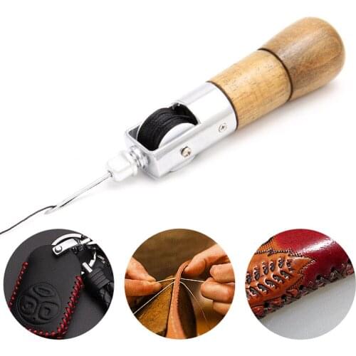 4PCS/Set Lock Stitching Sewing Awl Leather Hand Stitcher Thread Needles Kit For Fabric Craft Stitch Leather Fabric Leather Tools