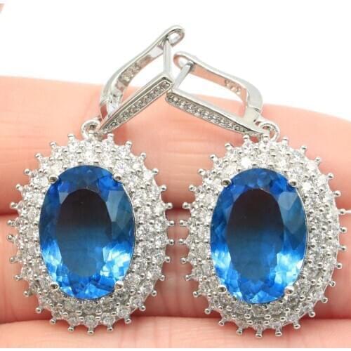 42x23mm Deluxe 18x13mm Created London Blue Topaz Violet Tanzanite CZ For Womans Daily Wear Silver Pendant Dating