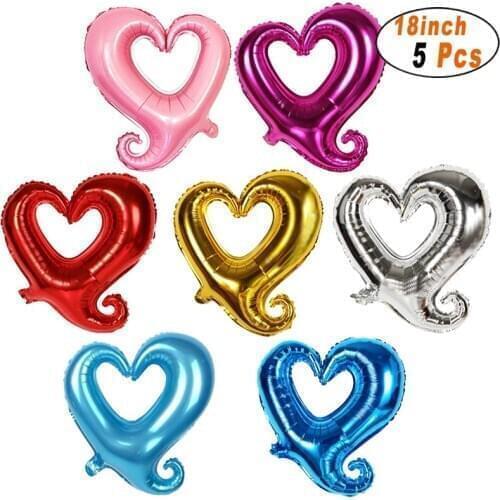 5PCS 18inch Cute Heart Balloons Foil Helium Valentines Day Wedding Party Birthday Engagement Decoration