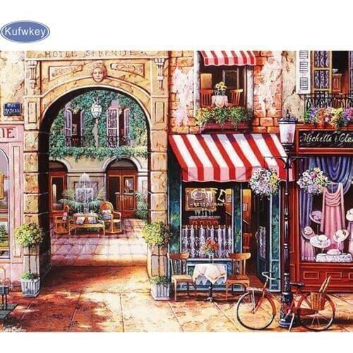 Diamond embroidery Europe landscape,5d diamond painting full diamond mosaic picture of rhinestones cross-stitch new year gifts