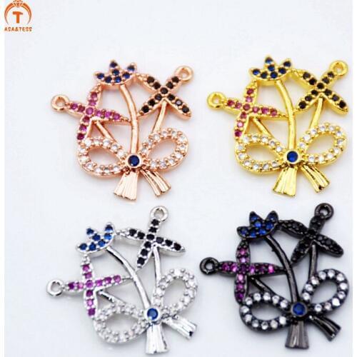 ASA&TESS Micro Pave CZ Flower Pendants Multi Crystal Zirconia connector For Women Statement Jewelry