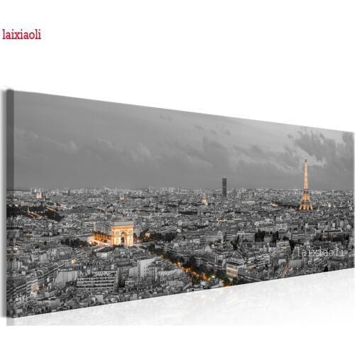 Large Diamond Painting,5D,DIY,Paris City Night,Diamond Embroidery,black white landscape,Cross Stitch,kits,Mosaic,Full,decoration