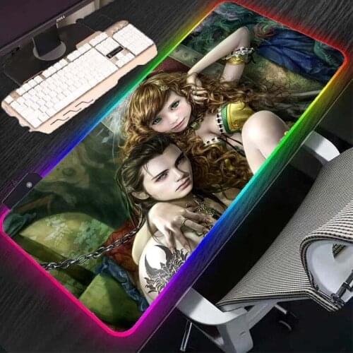 MRGLZY RGB big mouse pad boy girl beautiful image gaming accessories office desk mat computer keyboard mat home carpet mat XXL