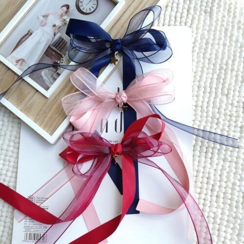 Boutique ins 15pcs Fashion Cute Ribbon Bow Hairpins Solid Gauze Bowknot Hair Clips Barrettes Princess Headwear Hair Accessories