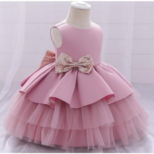 Baby Summer Princess Dress Double Bowknot O-Neck Sleeveless Backless Full Skirt with Zipper for Little Girls 0-4 Years