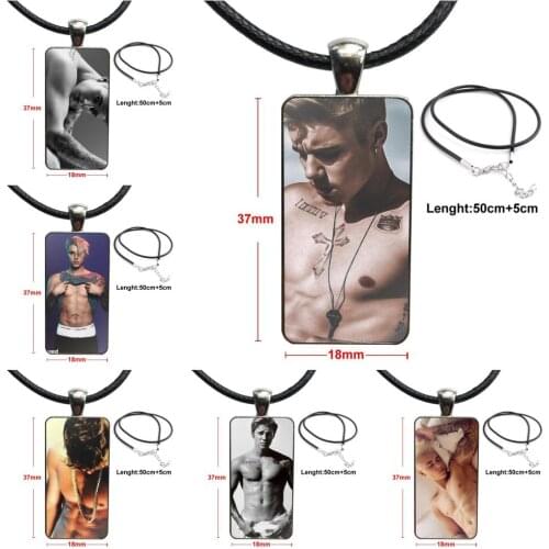 For Child Justin Bieber Muscle Fashion Glass Cabochon Pendant Necklace With Women Steel Plated Statement Jewelry