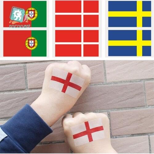 Hot sale Environmental Tattoo Stickers European Cup Face Flag Tatoo Of England Portugal Denmark Sweden Flag Tattoos