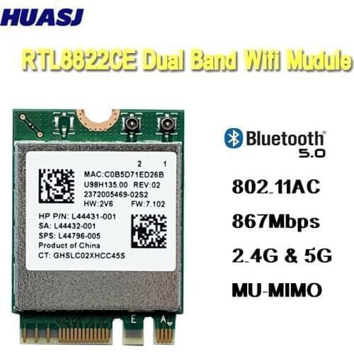 Huasj RTL8822CE Dual Band 802.11ac M.2 WIFI Card WIFI Mudule Card + Bluetooth 5.0 Network Card