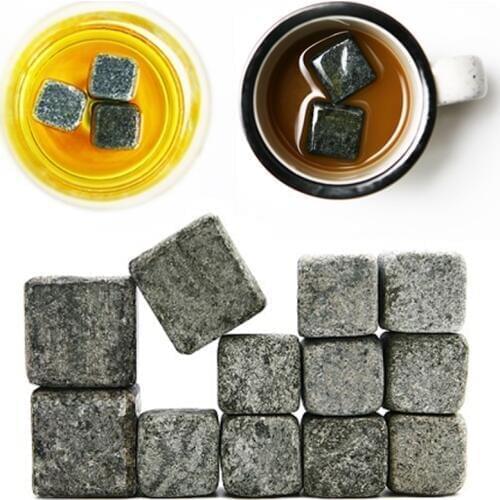Drixon Whisky Stones 6pcs/set +Velvet Bag, 100% Natural Whiskey Rocks Wine Ice Stone Wine Accessories Wholesale