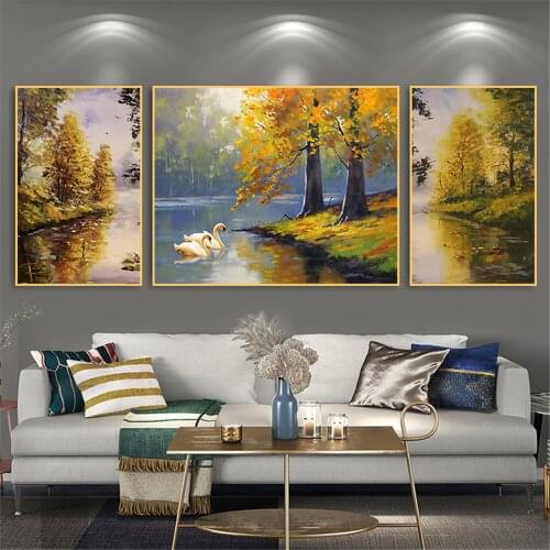 Nordic Classical Oil Painting Landscapes Canvas Printing Decorative Arts Rural Landscape Picture for Living Room Home Decoration