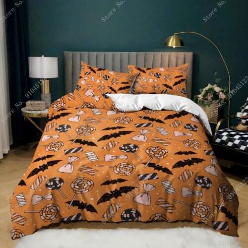 Monster Print Bedding Set Halloween Scary Style Duvet Cover For Adult King Queen Full Twin Single Double Bed Set