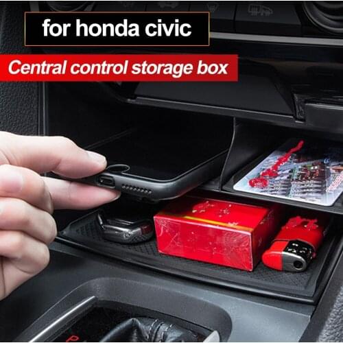 In-vehicle central control storage box tiered storage box lattice For Honda Civic 10th 2016 2017 2018 2019 Car Accessories