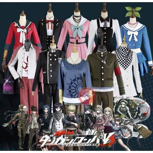 NEW 6PCS Anime Danganronpa V3 Ouma kokichi Cosplay Costume Japanese Game School Uniform Suit Outfit Suit hat and wig