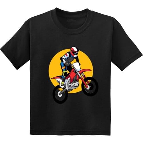Motorcycle Motocross Rider Print Cool Kids T shirt Summer Fashion Casual Children Boys Clothes Baby Girls Short Sleeve T-Shirts