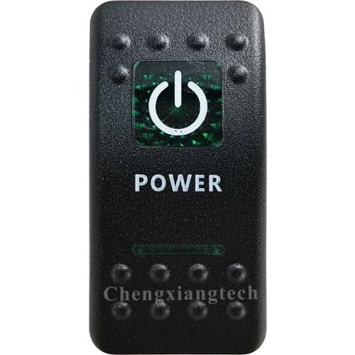 Green Printed Switch Cap - POWER- for 12V 20A 5Pin On Off SPST Led Light Bar Car Boat Rocker Switch, COVER Only