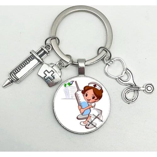 Cute Medical Kechain with Love Heart Angel Key Ring Personality Jewelry Thanksgiving Gift Key Holder for Nurse and Doctor