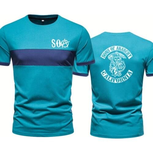Mens short sleeve SOA Sons of anarchy the child Fashion SAMCRO Print Men/women Fashion HipHop Splicing Mens tops