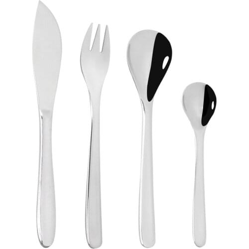 4Pcs Dinnerware Set 18/10 Stainless Steel Tableware Luxury Shiny Silver Cutlery Set Western Knife Fork Spoon Dining Dinner Set