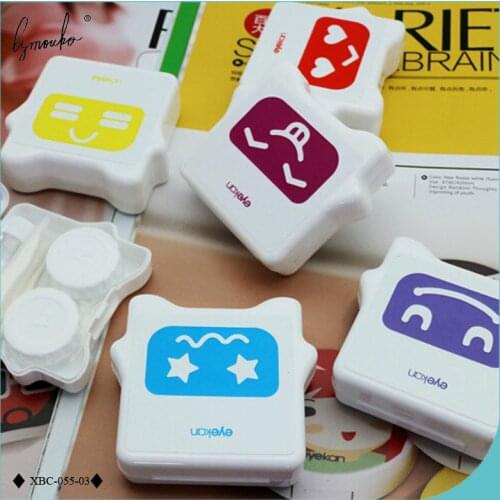 New Style PP Smile Expression Contact Lenses Case with Mirror Cute Contact Lens Box Eyewear Accessories