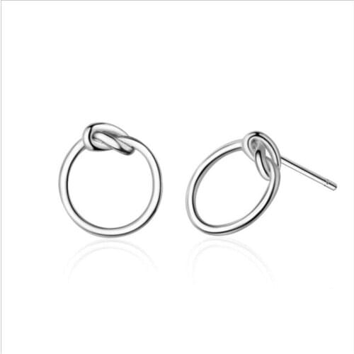 Charm Round Geometric Style Girls Stud Earrings Jewelry Fashion Silver Plated Earrings For Women Party Accessories Lady Gift