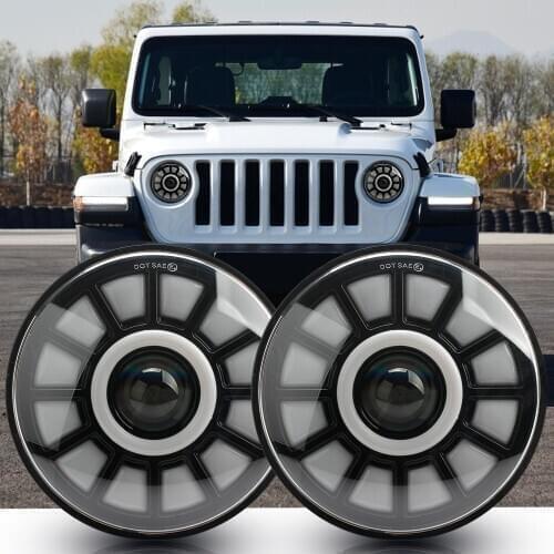 OKEEN 2pcs 7Inch Round LED Car Headlight 40W Halo Angle Eyes High Low Beam DRL For Jeep Wrangler JK LJ TJ CJ Off-road Work Light