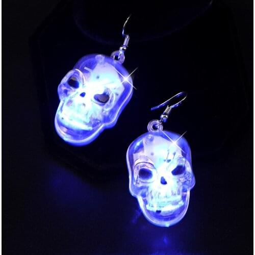 Halloween Party Earrings LED Lights Pumpkin Skull Glow Earrings Growing In The Night Party Nightclub Jewelry Accessories Gift
