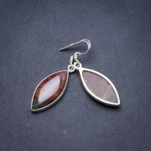 Natural Royal Imperial Jasper Handmade Unique 925 Sterling Silver Earrings 1 3/4" Y2235