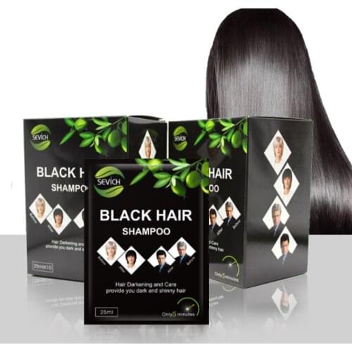 250ml Sevich Black Hair Shampoo Dye Hair Into Black 10pcs/box Only 5 Minutes Herb Natural Faster Blackening Hair Coloring Grey