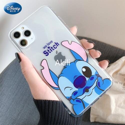 DISNEY 2021 Stitch Silicone Case for IPhone 11 12Pro Xs Max iPhone SE 2020 6 7 8 Plus Official Liquid Silicon 360 Full Cover