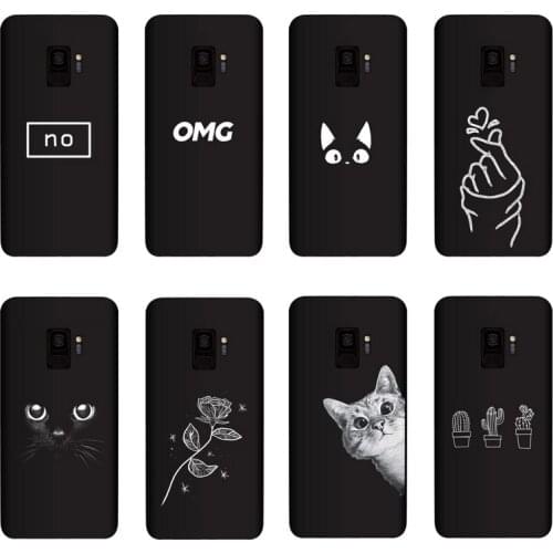 QAQsam Silicone Cover For Samsung Galaxy S9 Case Painting Flower Cat Moon Matte Phone Cases Funda