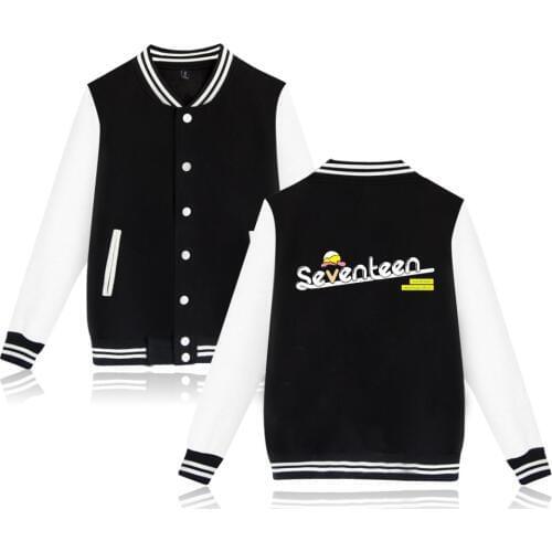 KPOP Seventeen Print Sweatshirt Baseball Jacket Uniform Coat Women Men Streetwear Casual Tracksuit K-pop Brand Bomber Jackets