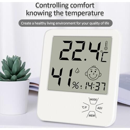 Thermometer Hygrometer Digital LED Display Temperature Humidity Monitor Home Measurement Tool Weather Station Alarm Clock