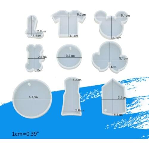 UV Resin Decorative Crafts Mold DIY Pendant Key Chain Making Crystal Epoxy Molds with Hole Transparent Silicone Mould Soap Makin