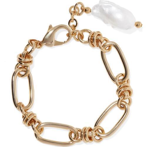 Pulsera mujer moda 2019 chunky chain Sweetie Bracelet freshwater pearl bracelets for women hand chain brass bracelet femme