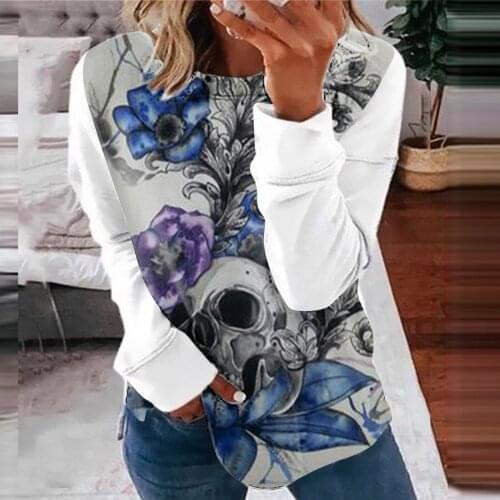 WomenS Pullover Autumn All-Match Round Neck Print Explosion Style Halloween Sweater Long-Sleeved Top толстовка женска 50
