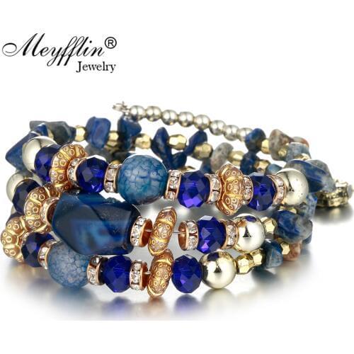 Meyfflin Bohemia Multilayer Charm Bracelets for Women 2020 Vintage Resin Beads Bracelets & Bangles Pulseras Ethnic Jewelry