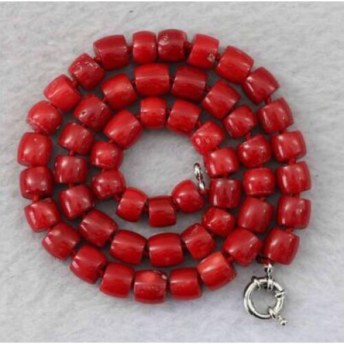 For Women jewelry choker anime gem Natural Green red coral 8-10mm irregular cube abacus rondelle beads jewelry necklace