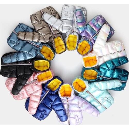 2021 Winter Childrens Waterproof Down Jacket Boys and Girls White Down Coat Colorful Bright Surface Warm Clothing 2-12T