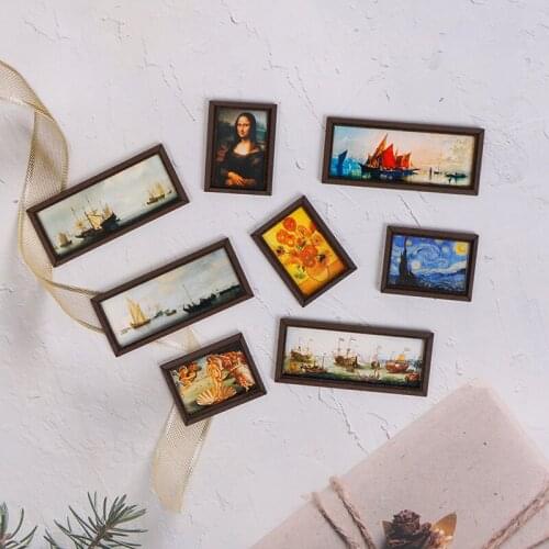 1 Pcs 1:12 Mini Dollhouse Miniature Photo Frame Antique Manny Frame Oil Painting DIY Doll House Decorative Accessories