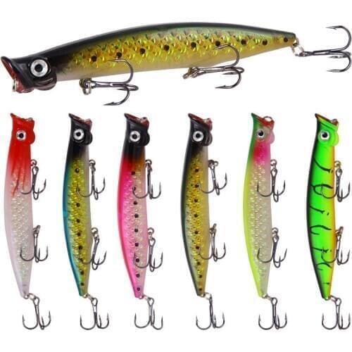 1Pc Fishing Lure 11cm/13g 0-0.2m Water Popper Bait Hard Bait Artificial Wobblers Plastic Fishing Tackle with Fishing Accessories