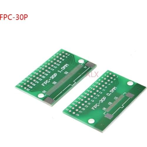 10PCS FPC-30PIN CABLE PITCH 0.5MM 1MM TO DIP PITCH 2.54MM adapter PCB BOARD FFC 30P FPC 30Pin connector WIRE TO DIP30 Converter