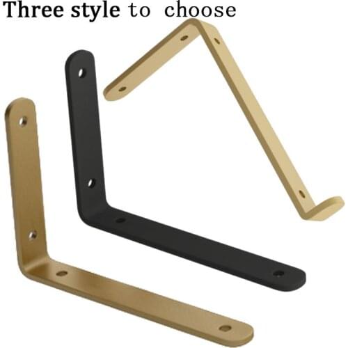 2pcs Gold Black Multi-size Rustic Board Wall Shelf Bracket Heavy Duty Angle Shelf Mounting Bracket Storage Holder Home Decor