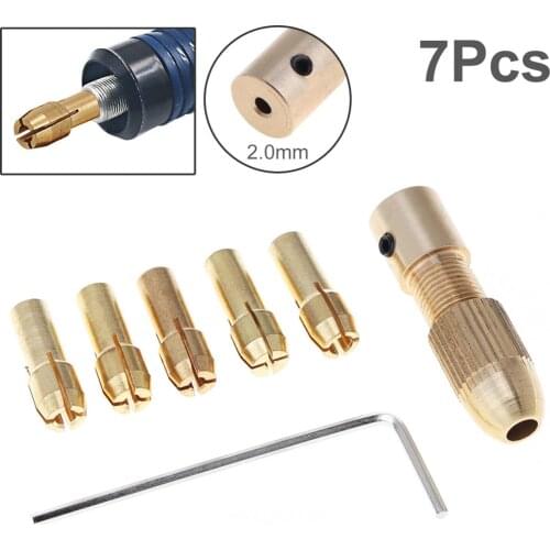 7pcs Mini Drill Chucks Adapter Collets Quick Chuck for Mini Tools Copper Drill Folder Copper Cap Axis Drill Collet Tools