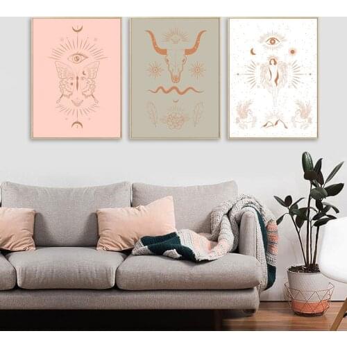 Abstract Religion Icon Wall Art Poster Allah Jesus Eye of Providence Horns Totem Canvas Painting Modern Living Room Home Decor