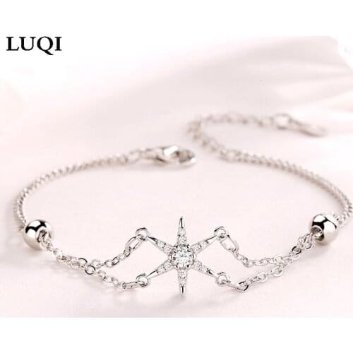 S925 silver rice word six-pointed star zircon bracelet for girlfriend and best friend anniversary gift HB25