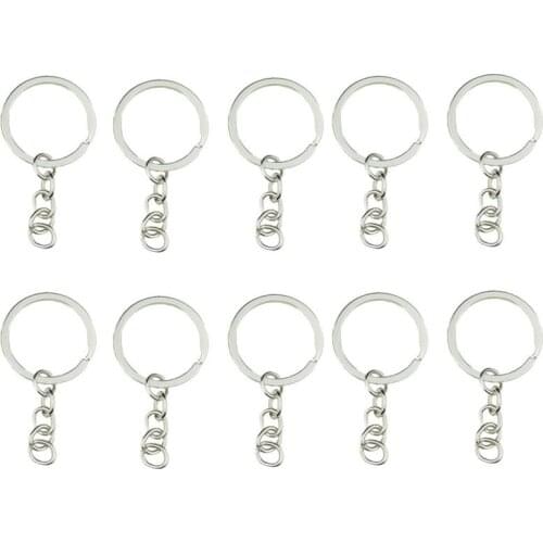 20pcs/lot Gold Key Chain Key Ring Bronze Rhodium 25mm Long Round Split Keyrings Keychain For DIY Jewelry Making Wholesale
